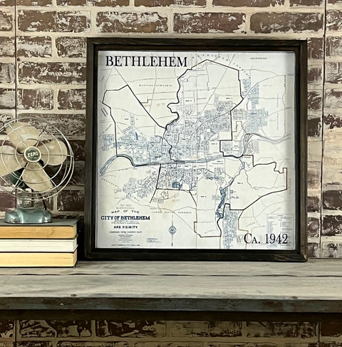 Bethlehem Circa 1942 Framed Map Print Wall Art