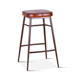 Wellington Backless Leather Bar Stool