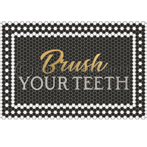 "Brush Your Teeth" Mosaic Vinyl Welcome Mat - Spicher & Co.