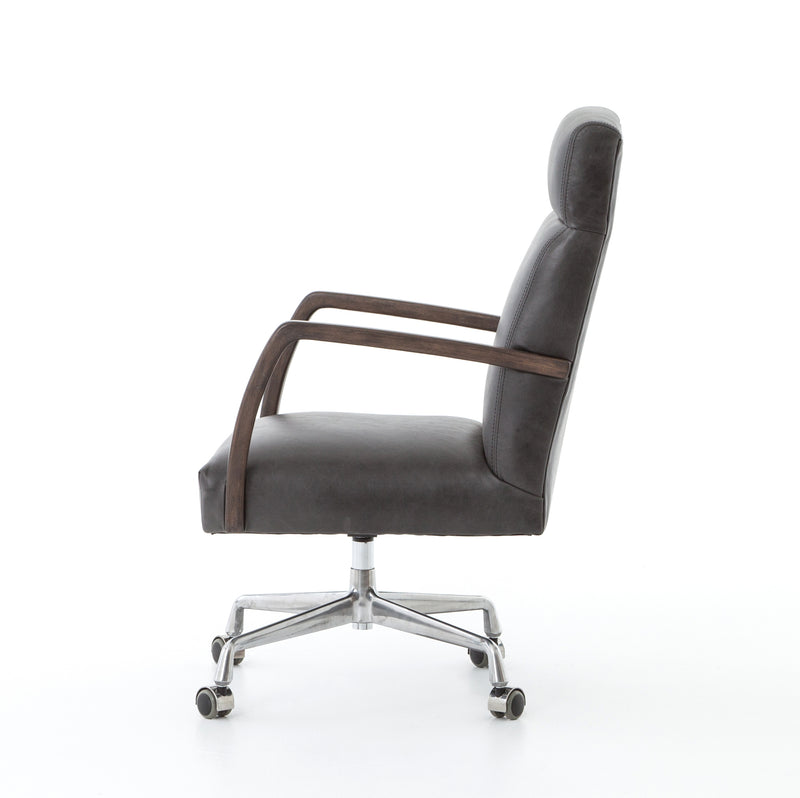 Bryson Top-Grain Leather Desk Chair Furniture Color: Chaps Ebony, Havana Brown