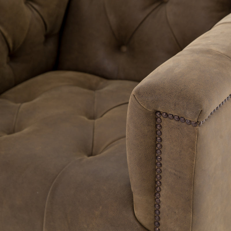 Maxx Leather Swivel Chair - Destroyed Black