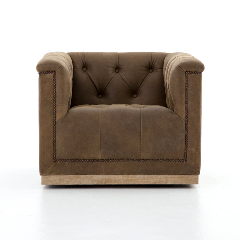 Maxx Leather Swivel Chair - Umber Grey
