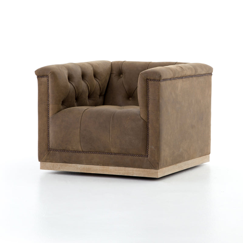Maxx Leather Swivel Chair - Umber Grey