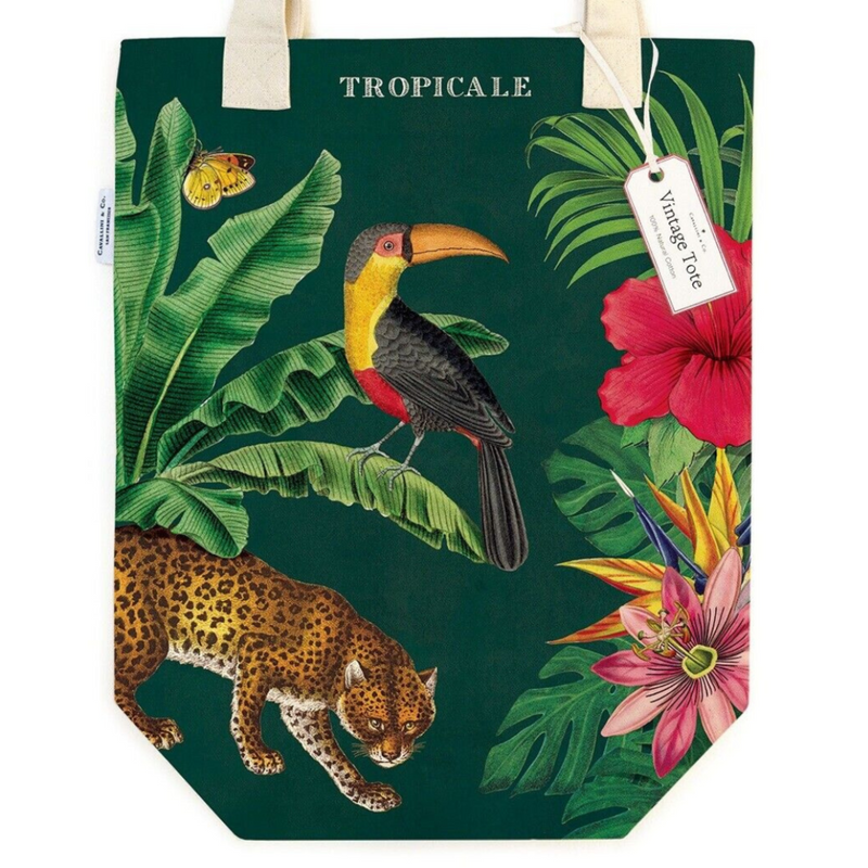 Cavallini Tropical Tote Bag Jungle Print Accessories