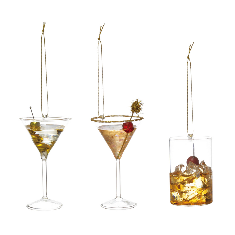 Martini With Olives Cocktail Glass Ornament