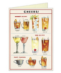 Cavallini Cheers Greeting Card + Classic Cocktail Recipes + Vintage Inspired + Whiskey + Gin + Party Punches