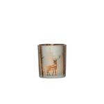 Etched Mercury Glass Winter Deer Design Candle Holder Votive Cup