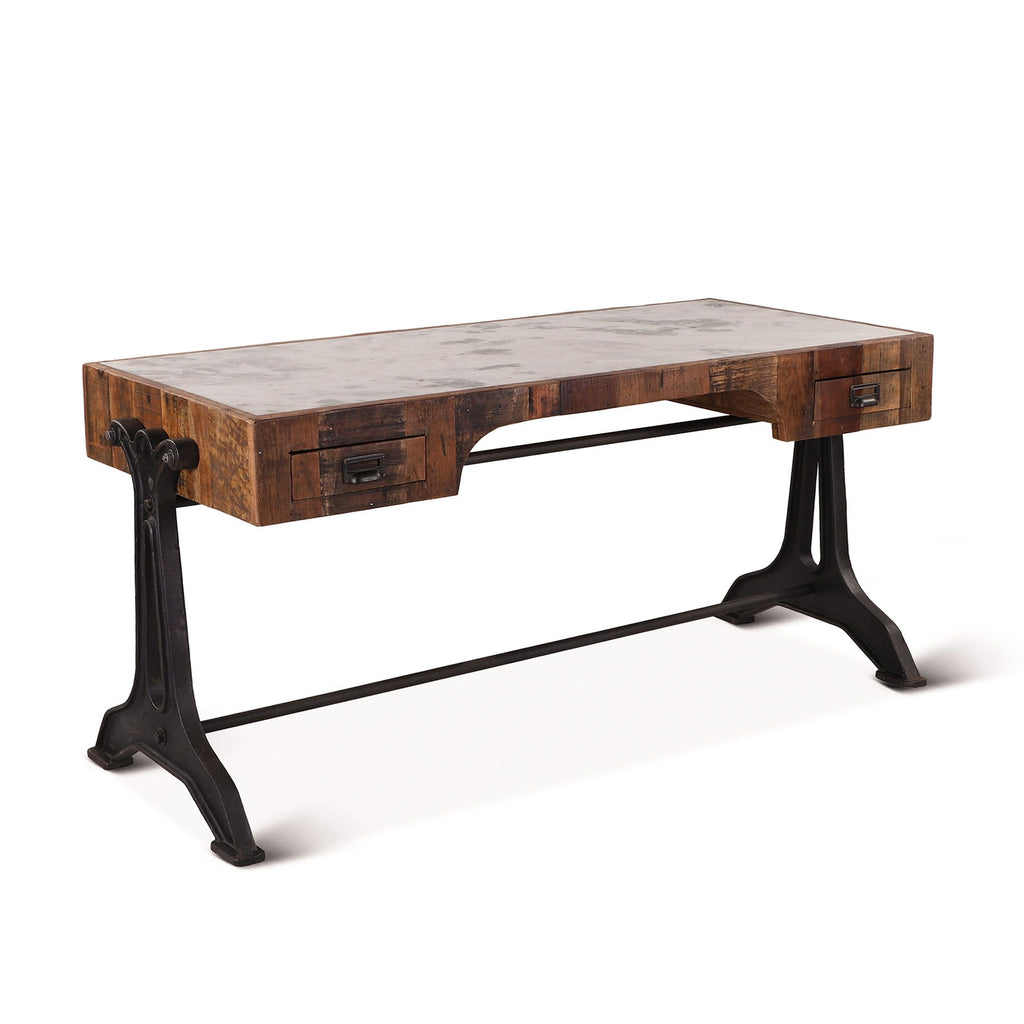 Bowery Marble and Reclaimed Wood Desk