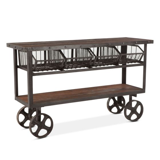 Hoover Mason Industrial Teak Four Drawer Cart - Weathered Cart
