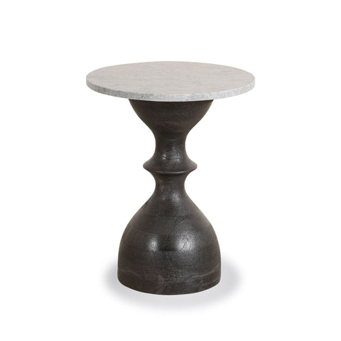Jaipur Martini Black Side Table Grey Marble Black Wood
