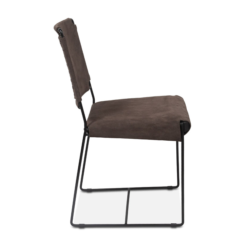 New York Dining Chair Asphalt Suede Profile