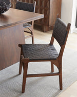 Palermo 18" Black Leather Dining Chair Matte Brown