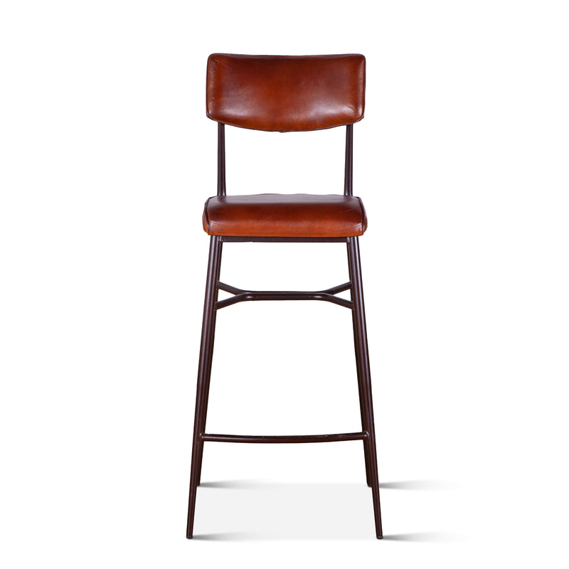 Wellington High Back Leather Bar Chair