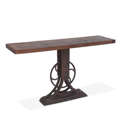 Reclaimed Wood Cast Iron Base Industrial Console Table