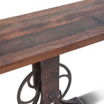 Reclaimed Wood Cast Iron Base Industrial Console Table Top Detail
