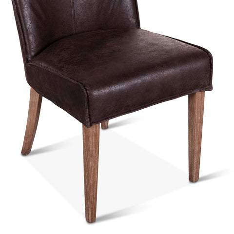 Buddy Dining Chair - Dark Brown Leather/Natural Legs