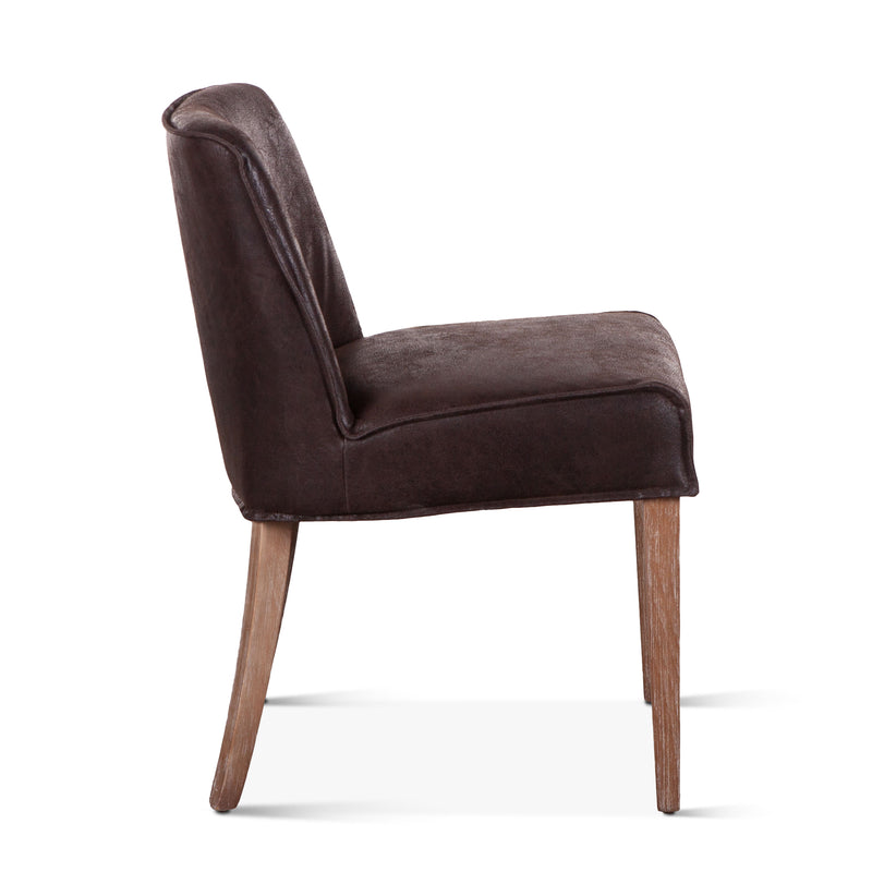 Buddy Dining Chair - Dark Brown Leather/Natural Legs