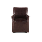Peabody Rolling Dining Chair Brown Leather