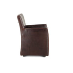 Peabody Rolling Dining Chair Brown Leather Side Profile