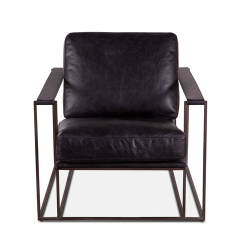 Bogart Armchair - Ebony Black Leather Furniture