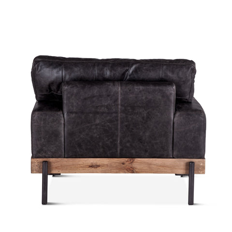 Portofino Industrial Leather Arm Chair, Morocco Black Back