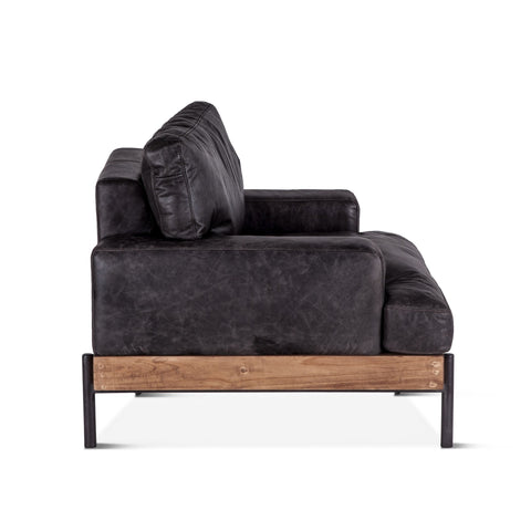 Portofino Industrial Leather Arm Chair, Morocco Black Side