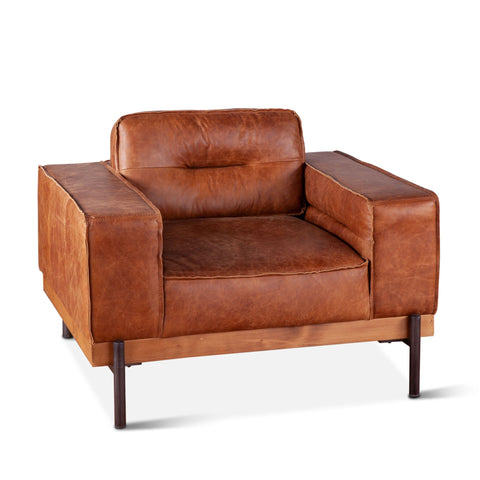 Portofino Modern Leather Arm Chair, Cocoa Brown