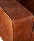 Portofino Modern Leather Arm Chair, Cocoa Brown Arm Detail