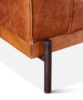 Portofino Modern Leather Arm Chair, Cocoa Brown Leg + Base Detail