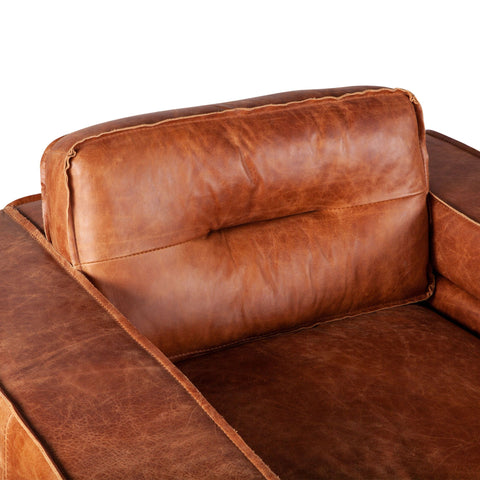 Portofino Modern Leather Arm Chair, Cocoa Brown Back Cushion Detail