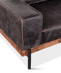 Portofino Modern Leather Sofa, Antique Ebony Arm Base Details
