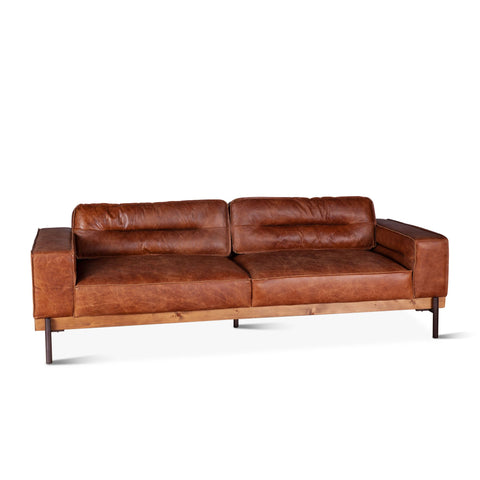 Portofino Modern Leather Sofa, Cocoa Brown