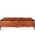 Portofino Modern Leather Sofa, Cocoa Brown Rear View