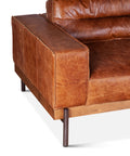 Portofino Modern Leather Sofa, Cocoa Brown Arm Detail