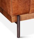 Portofino Modern Leather Sofa, Cocoa Brown Base Leg Detail