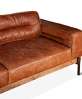 Portofino Modern Leather Sofa, Cocoa Brown Cushion Detail