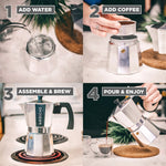 GROSCHE MILANO 6-Cup Stovetop Espresso Maker - Silver