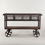 Hoover Mason Industrial Teak Four Drawer Cart - Weathered Teak