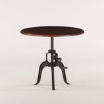Adjustable Height Dining Table Industrial Crank Teak Bar Pub Table Walnut