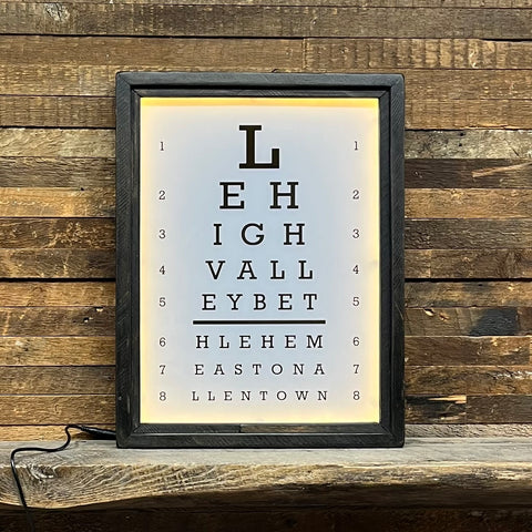 Vintage Style Eye Chart Art - Lehigh Valley Bethlehem Easton Allentown