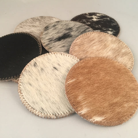 Natural Cowhide Coasters Beverage Accessories Gifts for Guys