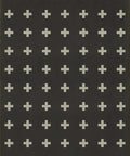 Vintage Vinyl Floorcloth Floor Cloth Cross Black White Indoor Outdoor Safe Kid Friendly Pet Friendly Rug