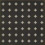Vintage Vinyl Floorcloth Floor Cloth Cross Black White Indoor Outdoor Safe Kid Friendly Pet Friendly Rug