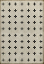 Vintage Vinyl Floorcloth Floor Cloth Lehigh Valley Ithaca Black White Indoor Outdoor Kid Friendly Pet Friendly Area Rug