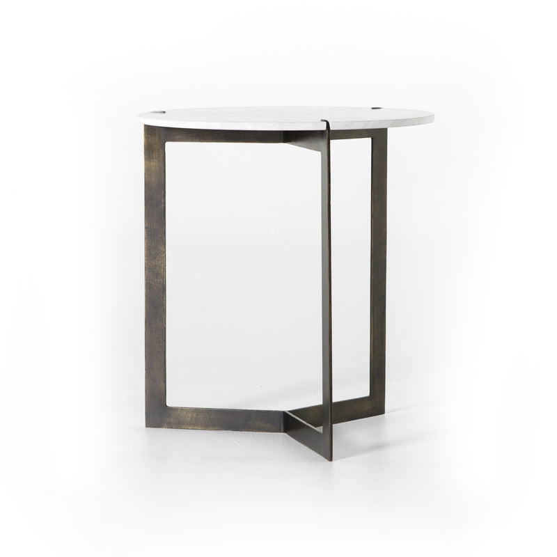 Kiva End Table-Polished White Marble
