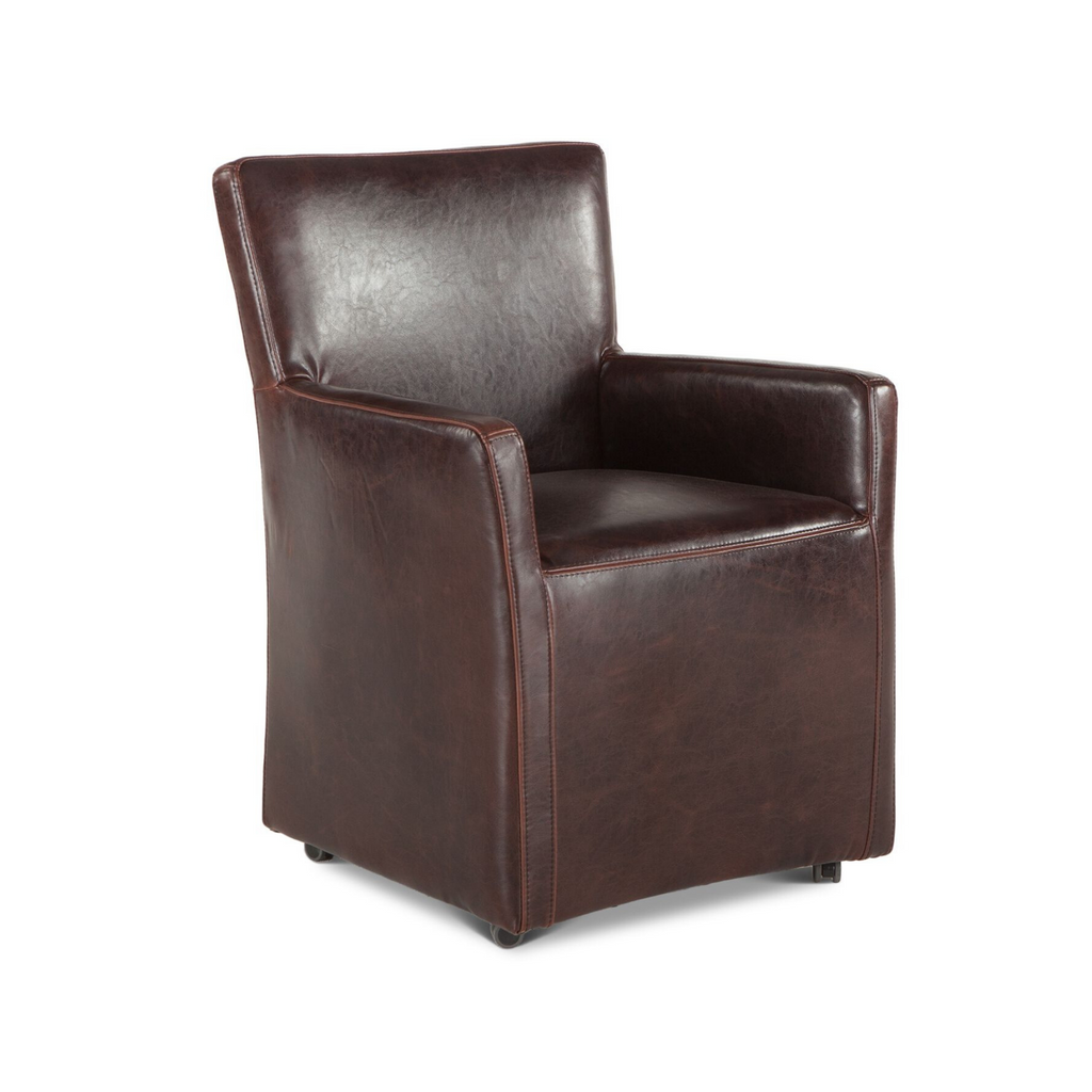 Rolling Leather Arm Chair Dining Chair