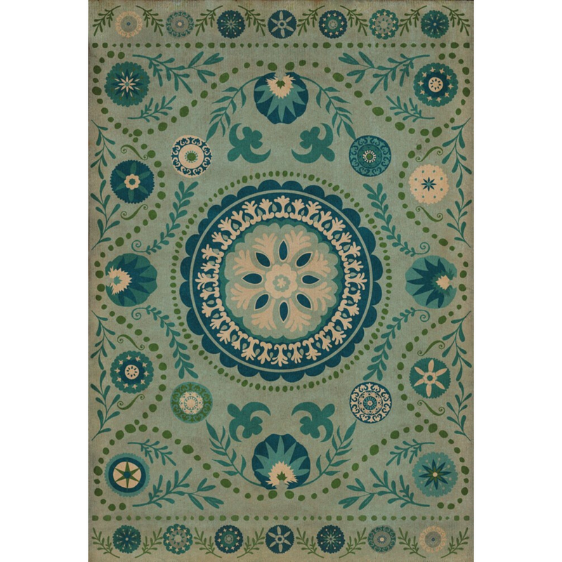 Pattern 38 "Boho Blue" Vinyl Floorcloth