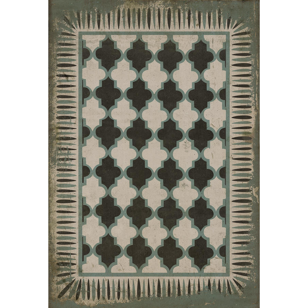 Blue and Gray Vinyl Floor Mat. Kilim Vinyl Area Rug Printed to 