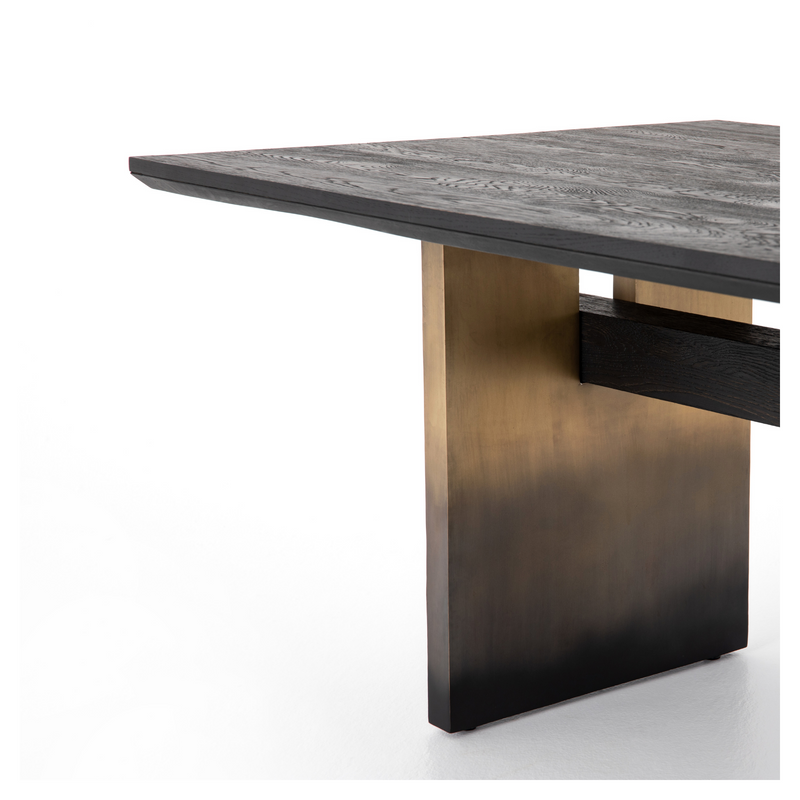 Brennan Dining Table, Worn Black Oak Furniture