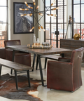 Peabody Rolling Dining Chair Brown Leather